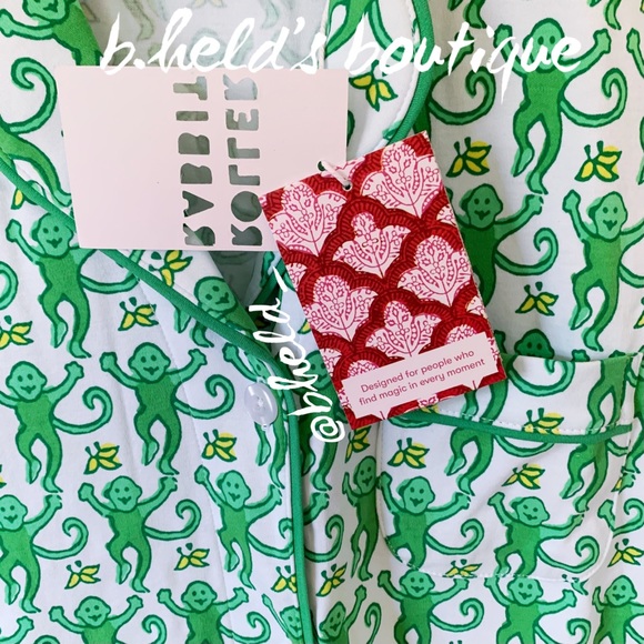 Roller Rabbit Monkey Polo Pajamas in Emerald Monkey Green Size Small S New NWT - Picture 5 of 17